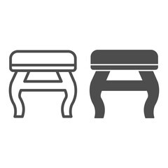 Poster - Retro stool line and solid icon, Furniture concept, retro pouf with legs sign on white background, Wooden chair stool icon in outline style for mobile concept and web design. Vector graphics.