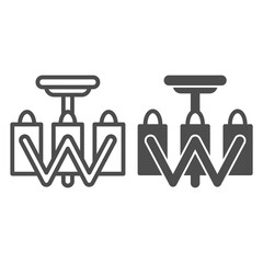 Poster - Chandelier line and solid icon, Furniture concept, modern ceiling lamp sign on white background, decorative chandelier silhouette icon in outline style for mobile concept, web design. Vector graphics.