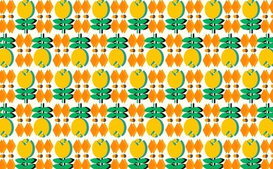 Wall Mural - seamless pattern with yellow flowers on white background.