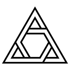 Poster - Logo triangle sign closed system, the vector triangle with twisted sides of the bisector