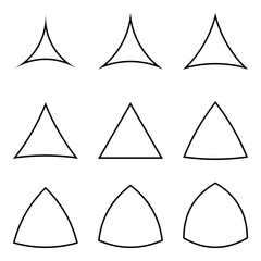 Poster - Set triangles with concave and convex sides, vector logo tattoo template triangle inflated and thin