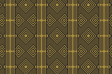 Poster - abstract geometric pattern seamless with gold and black color combination. horizontal rectangle layout. line style. square object. 