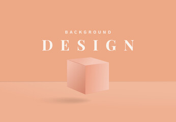 Minimalist product display mockup design, box floating over bright nude orange background