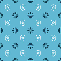 Wall Mural - Set Target sport and Police badge on seamless pattern. Vector.