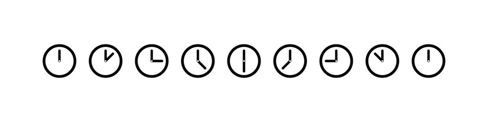 Wall Mural - time. time with clock. clock collection vector icons. time and clock line icons. vector illustration