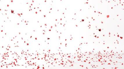 Fototapete - Red Maple Leaves falling on white background with selective focus. 3D Rendering. Christmas Minimal Concept Idea.