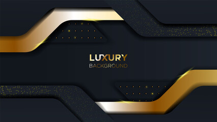 Wall Mural - Luxury abstract golden, black, blue background with halftone effect  