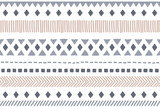 Fototapeta Boho - Ethnic vector seamless pattern. Tribal geometric background, boho motif, maya, aztec ornament illustration. rug textile print texture