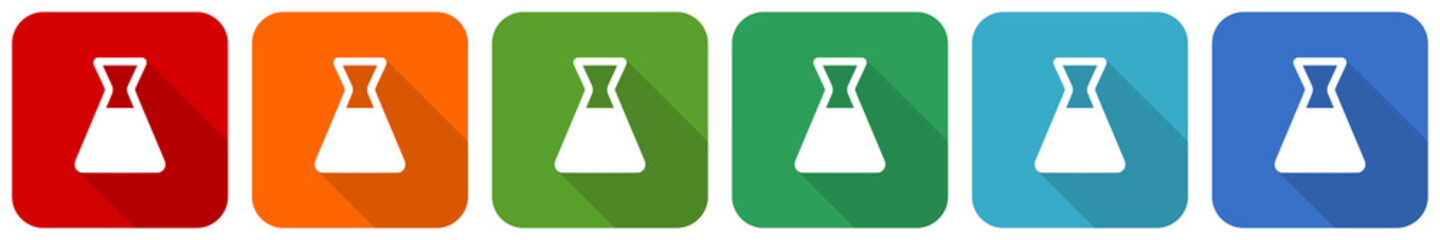 Poster - Laboratory icon set, flat design vector illustration in 6 colors options for webdesign and mobile applications