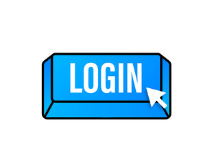 Poster - Login. Web banner. Arrow, cursor icon. Arrow vector icon. Hand click. Vector stock illustration.