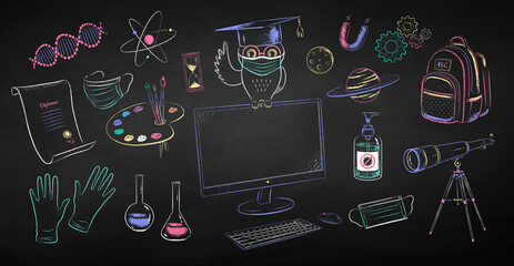 Wall Mural - collection of education objects and characters