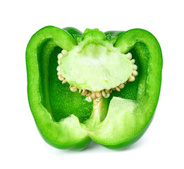 Canvas Print - green slice sweet bell pepper isolated on white background