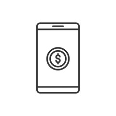 Poster - payment with smartphone icon, online mobile payment linear sign. vector black icon.