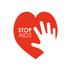 Wall Mural - world aids day design with heart and hand silhouette, flat style