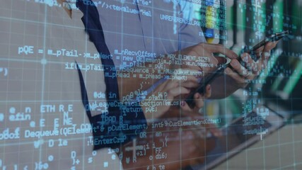 Poster - Data processing over grid lines against office colleagues using electronic devices