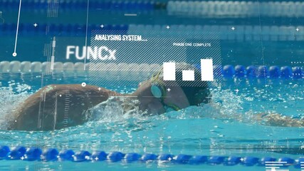 Poster - data processing against male swimmer swimming in the pool
