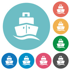 Wall Mural - Cruise ship flat round icons