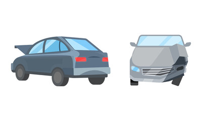 Sticker - Car with Wreckage with Transport Deformation Vector Set