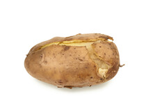 Whole Unpeeled Boiled Potato Isolated On White Background