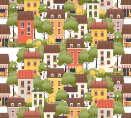 Wall Mural - seamless pattern small houses two floors