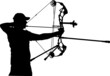 Silhouette of a male archer aiming with a compound bow
