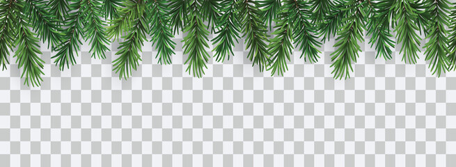 Wall Mural - vector decorative seamless christmas pattern or frame with green coniferous branches