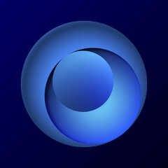 Poster - abstract blue tech background with circles like push button or logo