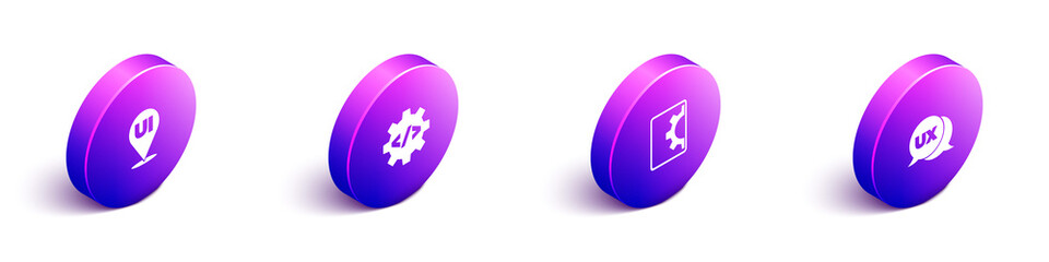Set Isometric UI or UX design, Front end development, Web and icon. Vector.