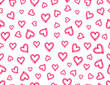 Red hearts on a white background. Seamless pattern. Vector illustration. 