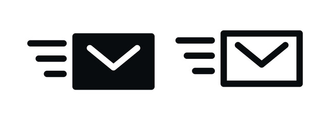 Poster - Send message symbol, Mail send icon, mail Envelope fast delivery, speed message logo symbol