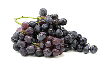 Fresh black grapes on isolated white background