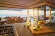 © Trevor Adeline/Caia Image - Water and fresh lime slices on luxury kitchen counter with ocean view