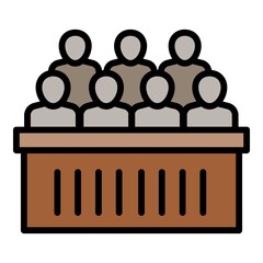 Poster - Courthouse jury bench icon. Outline courthouse jury bench vector icon for web design isolated on white background