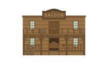 Flat Style Saloon Building On Wild West.