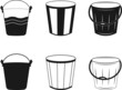 Bucket, Bucket symbol Icon design. Bucket icon set. Black vector illustration on white background. Bucket illustration, drawing, engraving, bucket icon