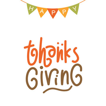Happy thanksgiving day background with lettering and illustrations.