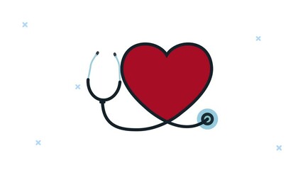 Canvas Print - world heart day animation with heart and stethoscope