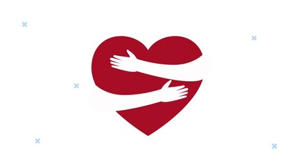 Sticker - world heart day animation with hands huging heart