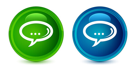 Wall Mural - Chat icon artistic shiny glossy blue and green round button set