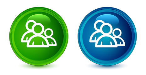 Wall Mural - Group icon artistic shiny glossy blue and green round button set