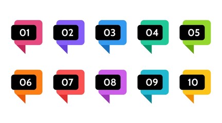 Fototapete - Bullet points data, info markers. icon arrow set. Number Flags 1 to 12 Flat design isolated vector. infographic illustration.