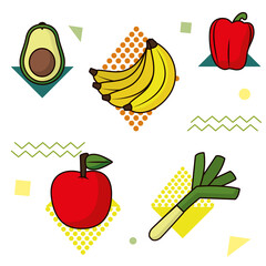 Poster - pattern of fruits and vegetables with abstract shapes