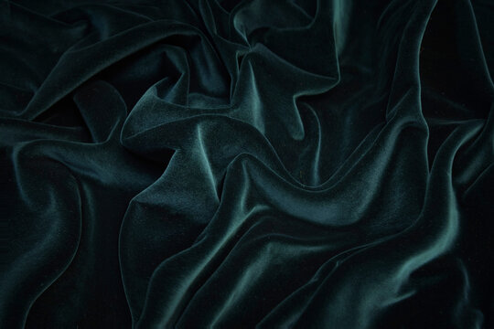 Wall Mural -  - Texture, background, pattern. Texture of green velvet fabric. Beautiful emerald green soft velvet fabric.