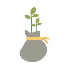 Sticker - plant gardening in sack flat style icon