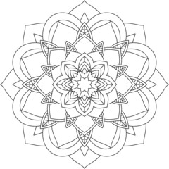 Easy Mandala coloring book simple and basic for beginners, seniors and children. Set of Mehndi flower pattern for Henna drawing and tattoo. Decoration in ethnic oriental, Indian style.