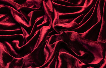 Wall Mural - Abstract texture of draped red velvet background