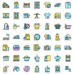 Canvas Print - Dry cleaning icons set. Outline set of dry cleaning vector icons thin line color flat on white
