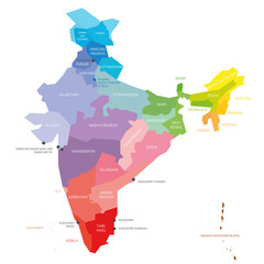 Canvas Print - India - political map of administrative divisions