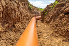 Plastic Pipes In The Ground For Rainwater Drainage