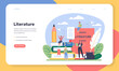 Literature school subject web banner or landing page. Study